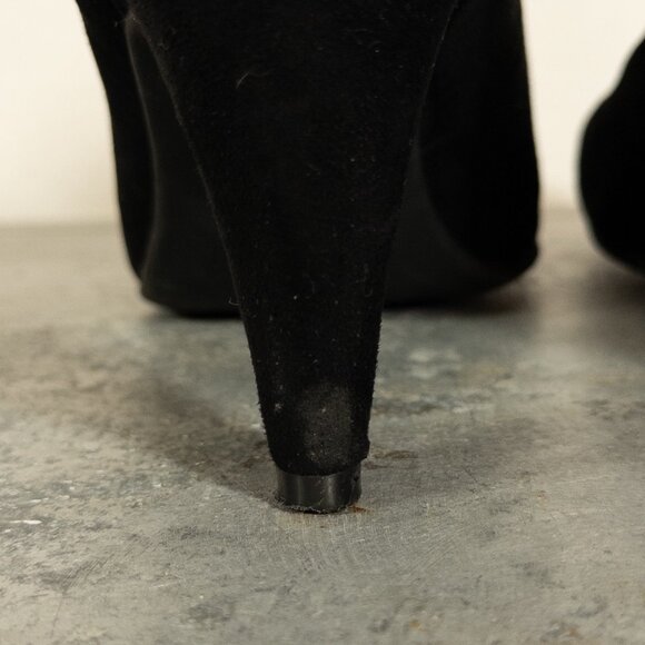 Black Velvet Classic Heels Rubber Sole 9 Chunky Stiletto - Picture 6 of 9